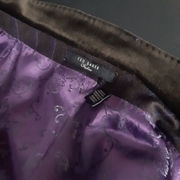 Ted Baker SZ42 Velvet Collar, Indigo Pinstripe Men's Black Wool Dinner Jacket - Picture 12 of 16